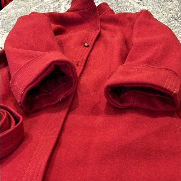 Sears Red Long Sleeve Women's Dress coat Wool vintage winter long jacket belt - Picture 12 of 12